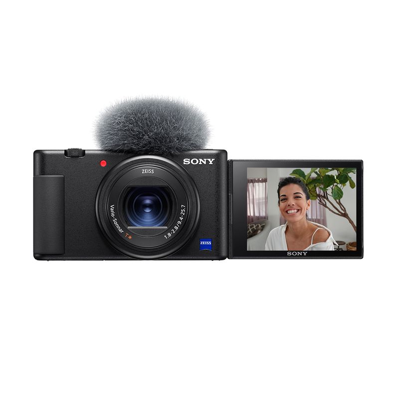 Sony ZV-1F - Cámara de vlog para creadores de contenido y vloggers (blanco)  paquete con kit de accesorios, estuche (negro), paquete de batería con